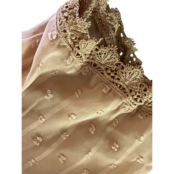 Sheer Beige Swiss Dot Striped Blouse size XL - Picture 5 of 10